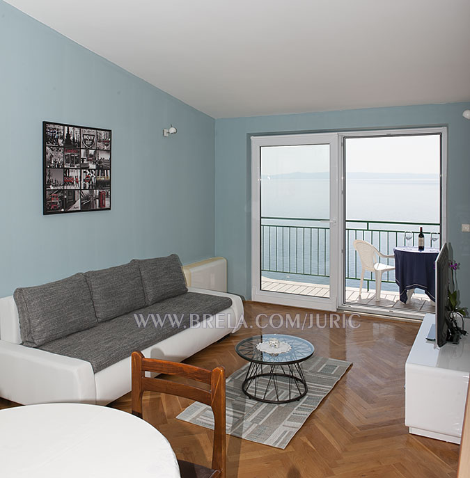 Wohnzimmer mit Blick auf Meer, Appartement Juri, Brela Sline
