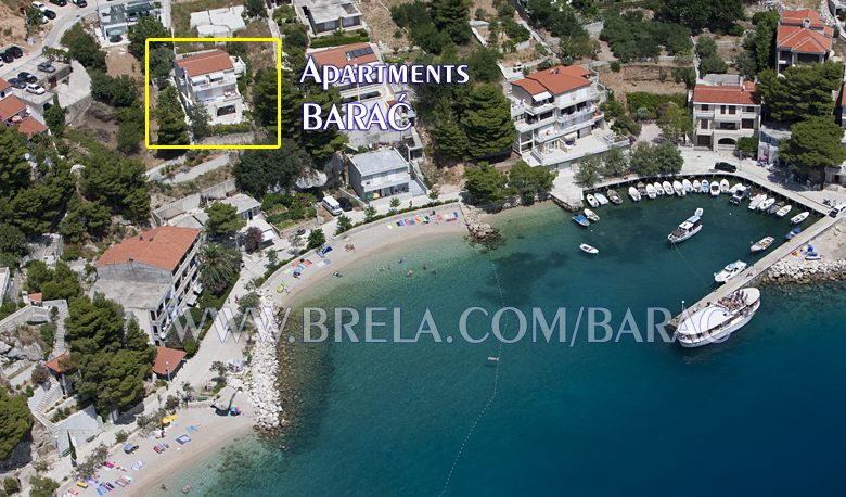 Apartments Barać, Brela - position from air