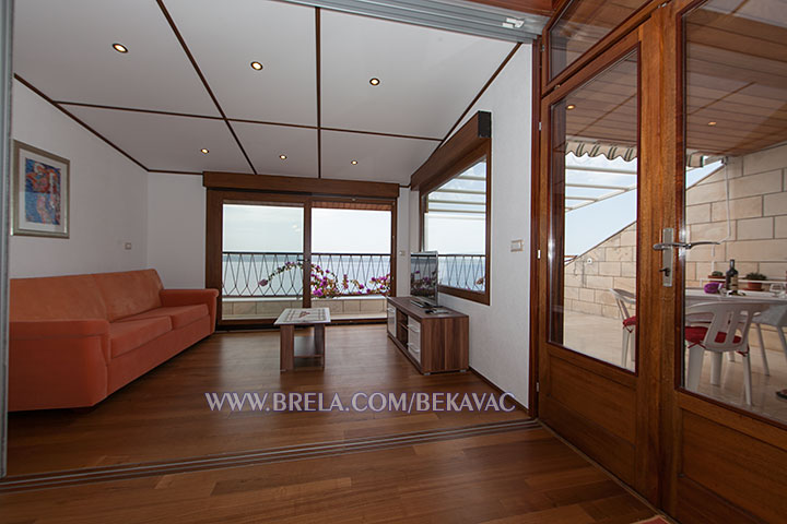 Villa Libertas, Brela - panorama of living room and terrace