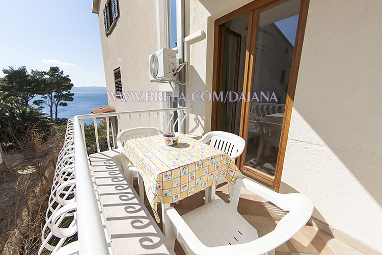 Balkon mit Meerblick, Appartement Dajana, Brela, Kroatien