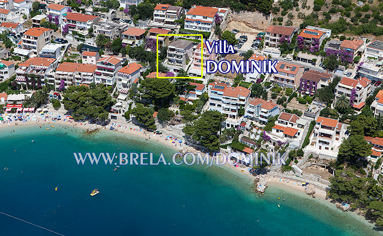 Brela Soline, apartments Villa Dominik, Marianne & Ante Novak, aerial view