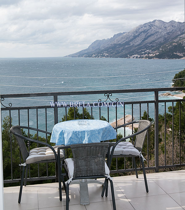 apartments Gin, Brela - balcony with panorama on adriatic sea and Biokovo