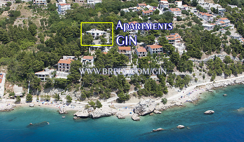 apartments GIN, position in Brela Jardula, owner Ante Tomaš