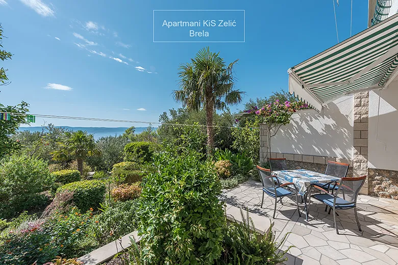 Apartments KiS Zelić, Brela - veranda with sea view, Balkon mit Meerblick