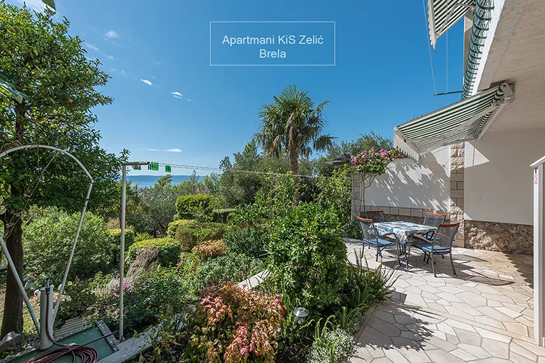 Apartments KiS Zelić, Brela - veranda with sea view, Balkon mit Meerblick