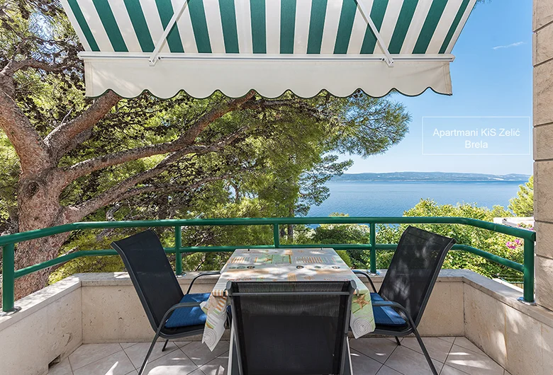 Apartments KiS Zelić, Brela - balcony with sea view, Balkon mit Meerblick