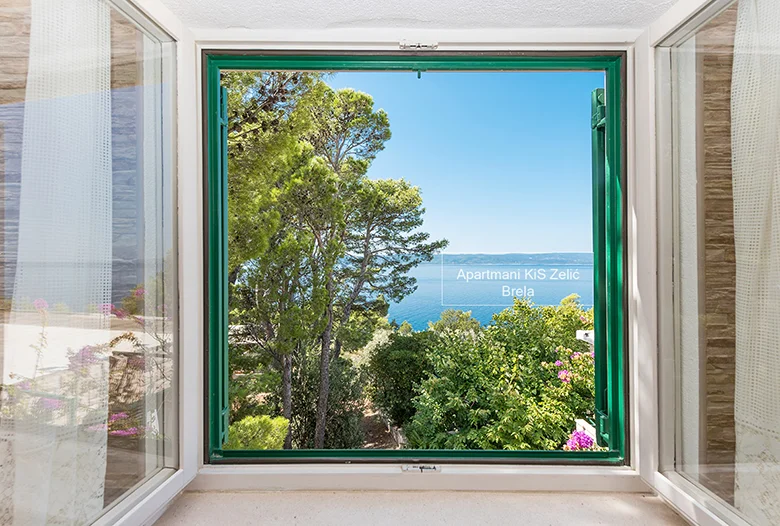 Apartments KiS Zelić, Brela - balcony with sea view, Balkon mit Meerblick