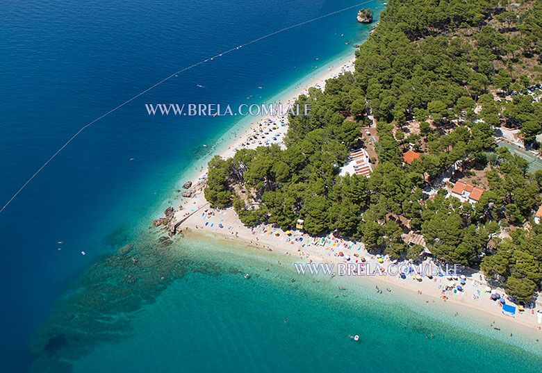 Brela beach Punta Rata - view from air