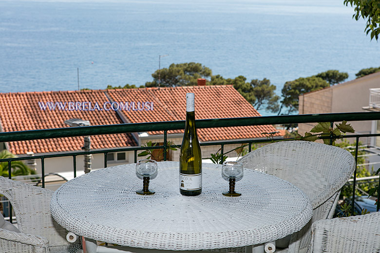 apartments LUSI, Brela - terrace, wine, sea view