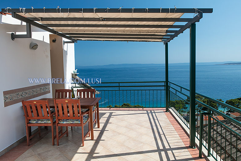 apartments LUSI, Brela - terrace with sea view