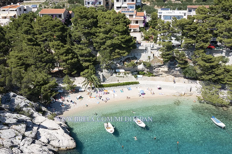 Villa Mediteran, Brela, detail - aerial view of beach Brela Šćit