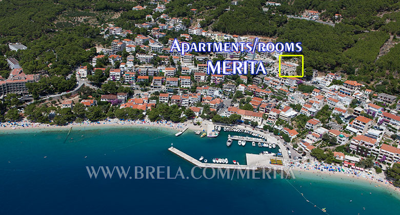 Position of apartments/rooms Merita in Brela Soline