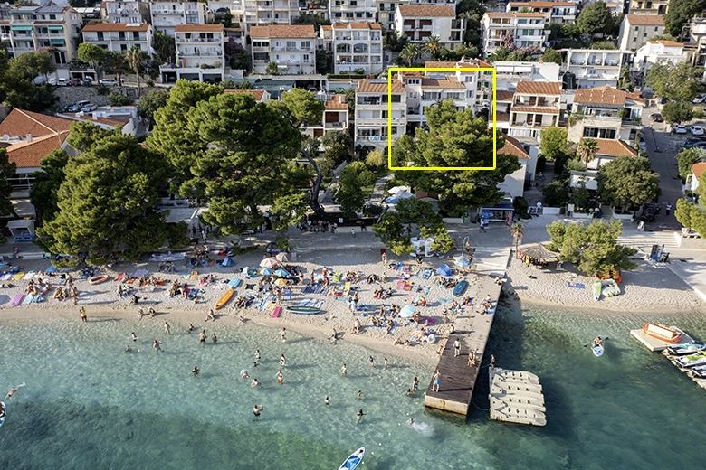 Brela beach from air