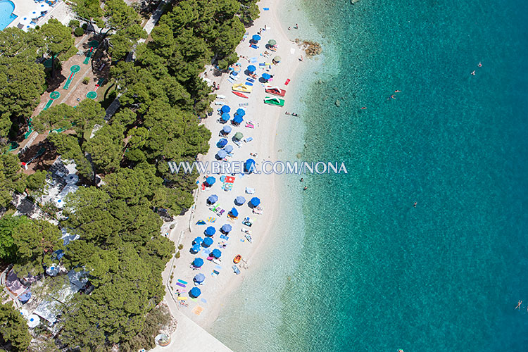 beach in Brela Soline - aerial view