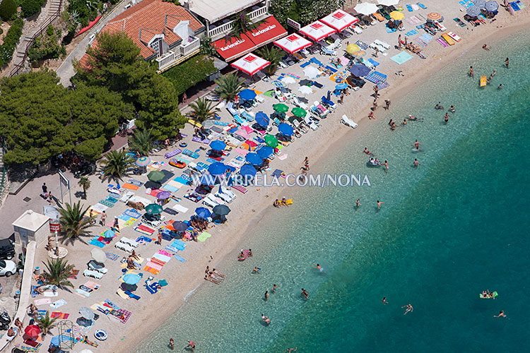 beach in Brela Soline - aerial view