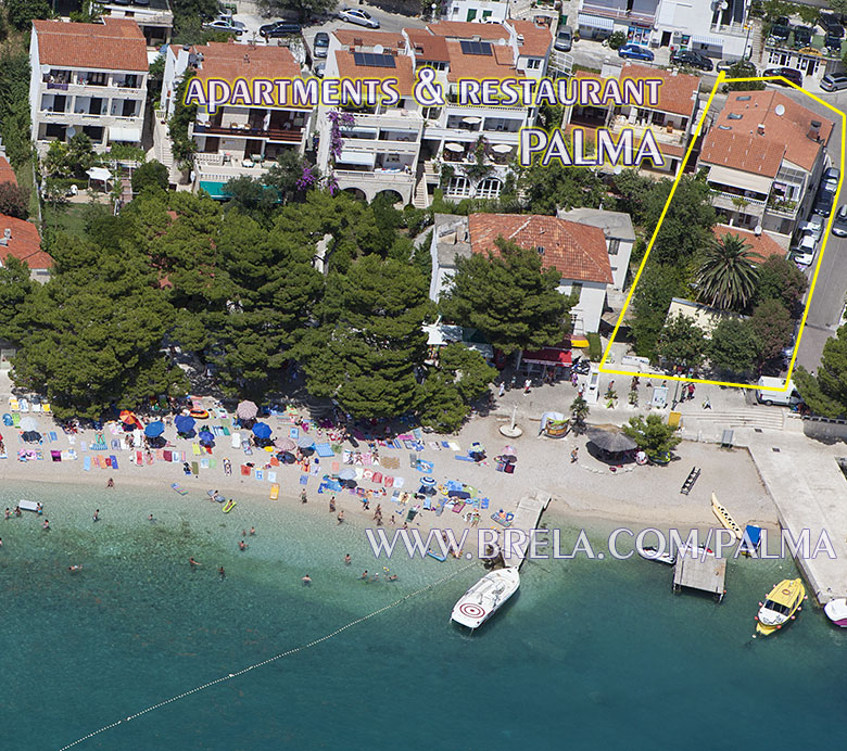 Apartments Palma, Brela Soline, viewed from air