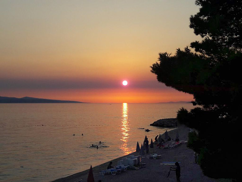 beach in Brela at sunset