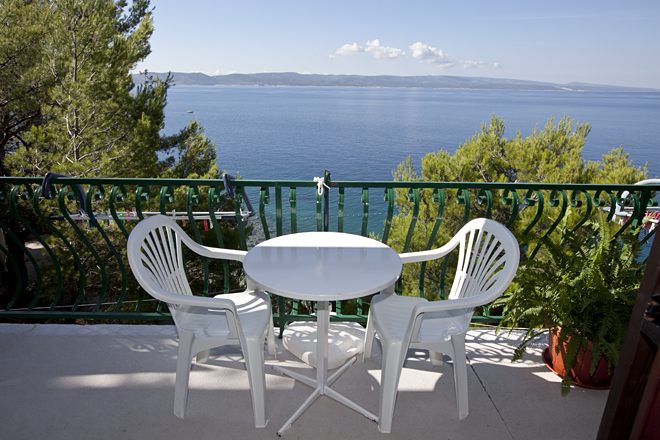 wide panoramic view on adriatic sea in Brela