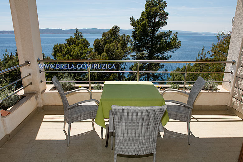 apartments Ružica Žamić, Brela - terrace with sea view