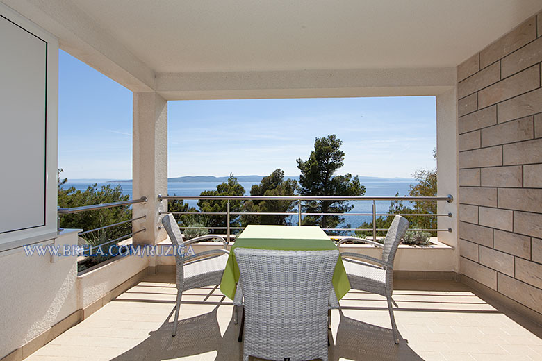apartments Ružica Žamić, Brela - terrace with sea view