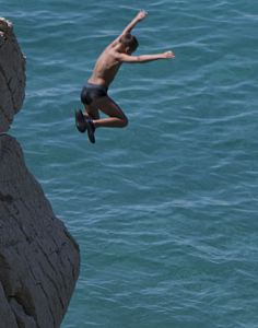 high jump from stone to sea