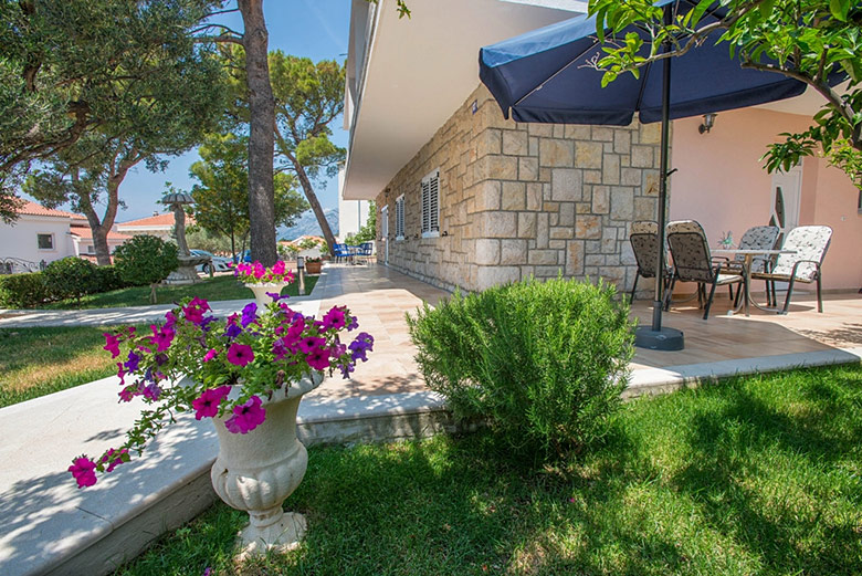 terrace surrounded by flowers