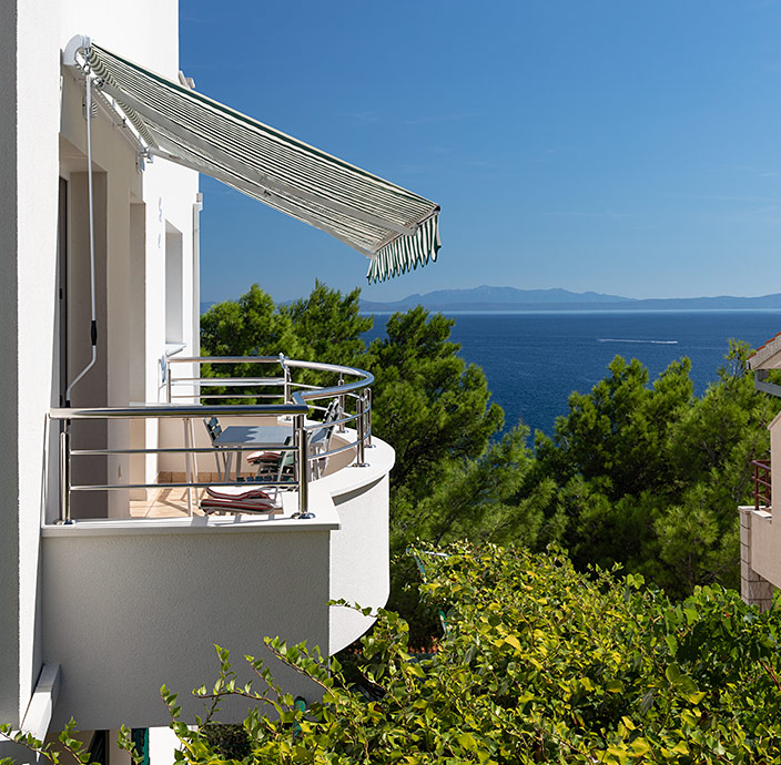 Apartments Tomaš, Brela - house, balcony with seaview