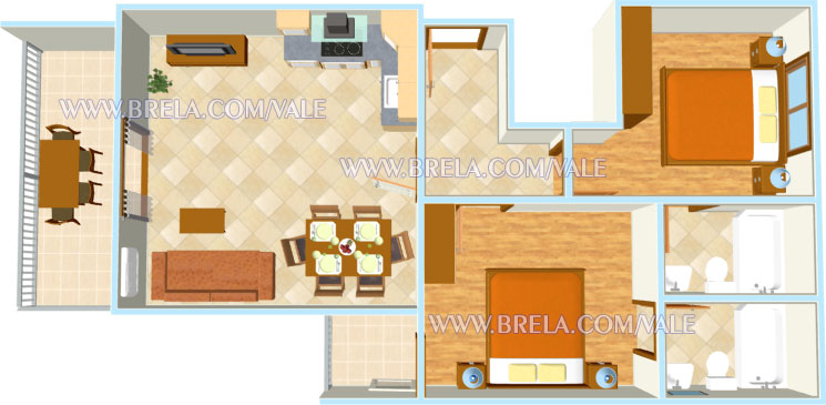 Apartments Vale, Brela - plan