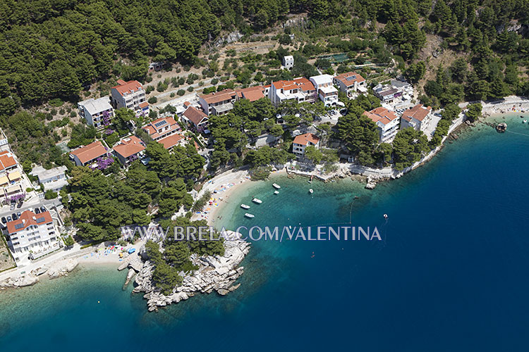 Brela beach Podrae - aerial view