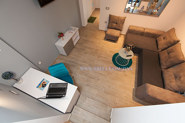 apartments Zina, Brela - living room viewed from top