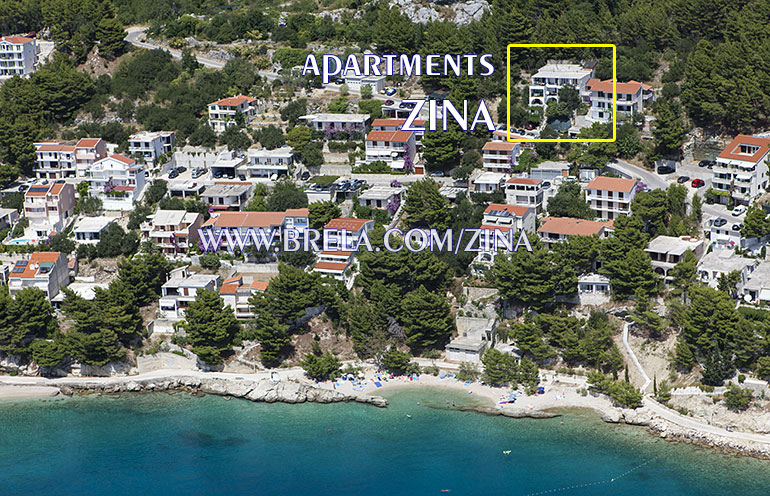 position of apartment Zina in Brela Banje Stomarica